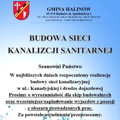 Informacja - budowa sieci kanalizacyjnej